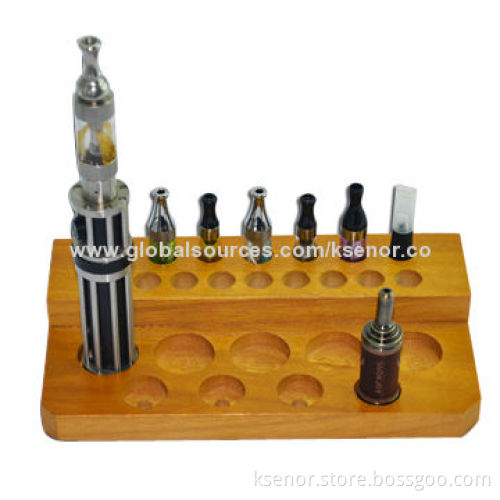 Wooden stand for e cig, eGo battery and e liquid